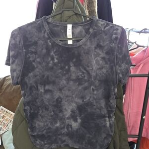 Lululemon Shirt Women 10 Pitch Gray Diamond Dye Side Gather Align Crop Tee